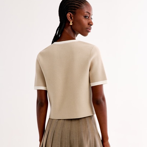 Abercrombie Beige Short Sleeve Cardigan - Picture 3 of 3